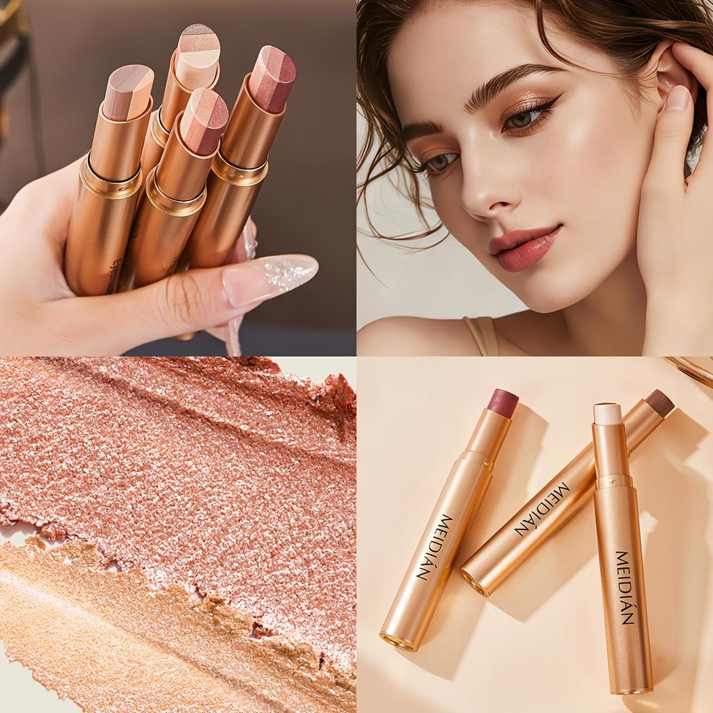 3barevná perleťová třpytivá tyčinka na oční stíny, voděodolná, odolná proti potu, nerozmazávací, dlouhotrvající, stálobarevná tyčinka na oční stíny, líčení očí