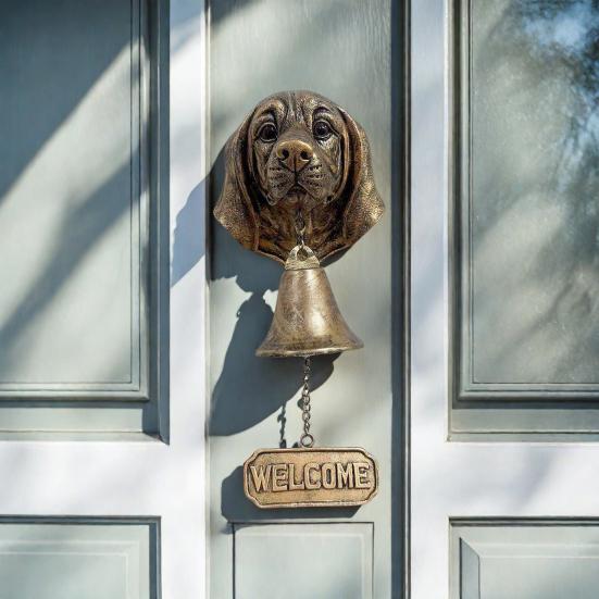 Dog Welcome Bell Vintage Shopkeepers Bell Wall Mounted Dog Door Bell with Welcome Sign for Farmhouse Home Front Door Entrance