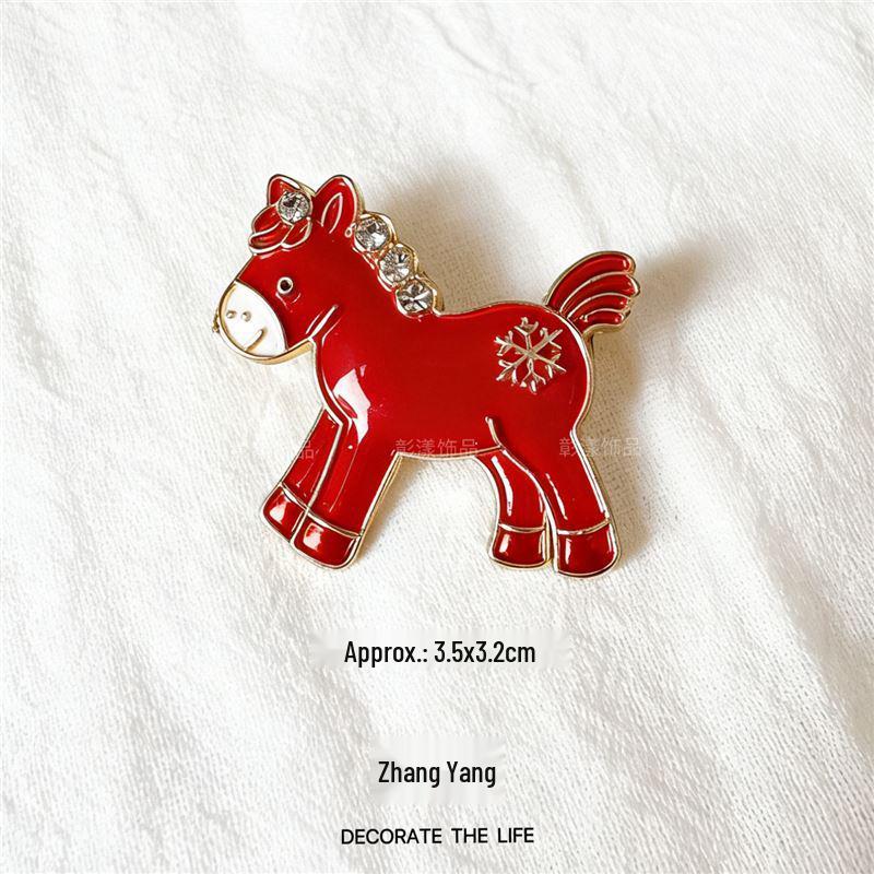 Exquisite Year of the Horse Zodiac Brooch: High-Grade, Cute Little Horse Pin for Women's Suits and Shirts