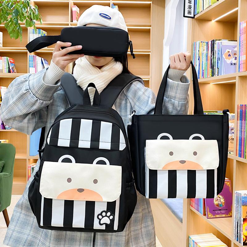 Three-Piece Backpack Set Large Capacity Children's School Bag Girls Boys Nylon Backpack for Primary and Secondary School