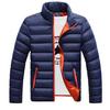 Stand-up Collar Cotton-padded Coat Zipper Autumn and Winter Solid Color Large Size Coat