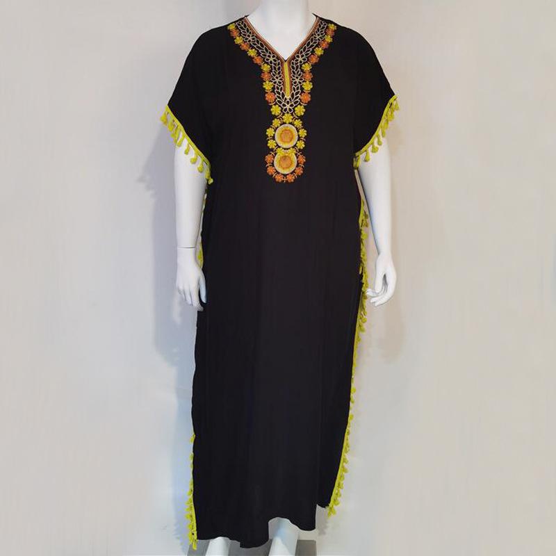 Übergröße Locker Schwingendes Islamisches Kleid mit Nahöstlichem Druck