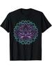 Vibrant Purple & Teal Mandala for Lotus Yoga T-Shirt | Fractal Geometry Print