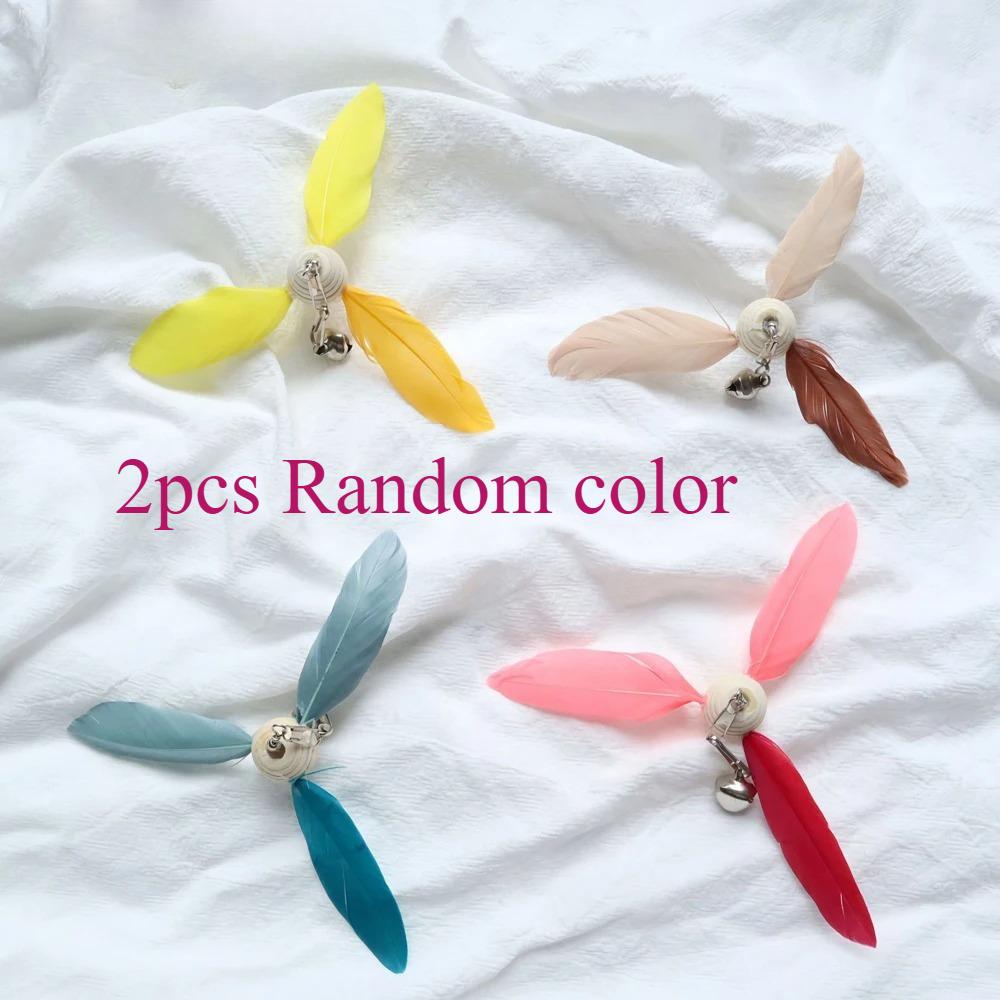 

2pcs/3pcs Colored Feather Rotating windmill Cat Teaser Stick Replacement Header Cat Pet Toy