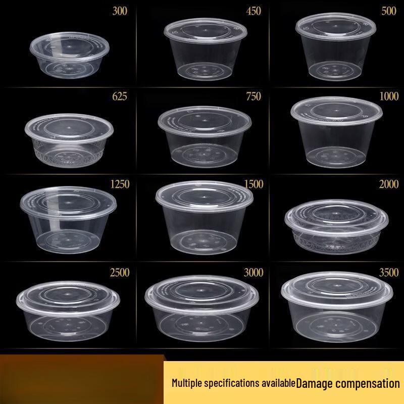 Disposable Microwavable Food-Grade Plastic Round Bowl with Lid