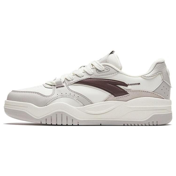 New Anta Wave Shoes Slip Resistant Low Top Skateboard Shoes Women's White Gray 922348003-3