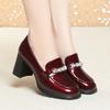 Nuevos Zapatos de Mujer, Punta Cuadrada, Elegantes y Bonitos, Tacón Grueso, Charol, Plataforma Impermeable, Tacones Altos, Zapatos de Cuero para Mujer