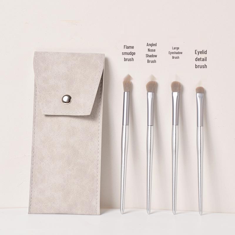 Little Grape 4-Piece Eyeshadow Brush Set with Soft Bristles and Portable Bag