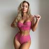 Women Sexy Plaid High Waisted Two Piece Split Bikini Swimsuit For Beach Swimming