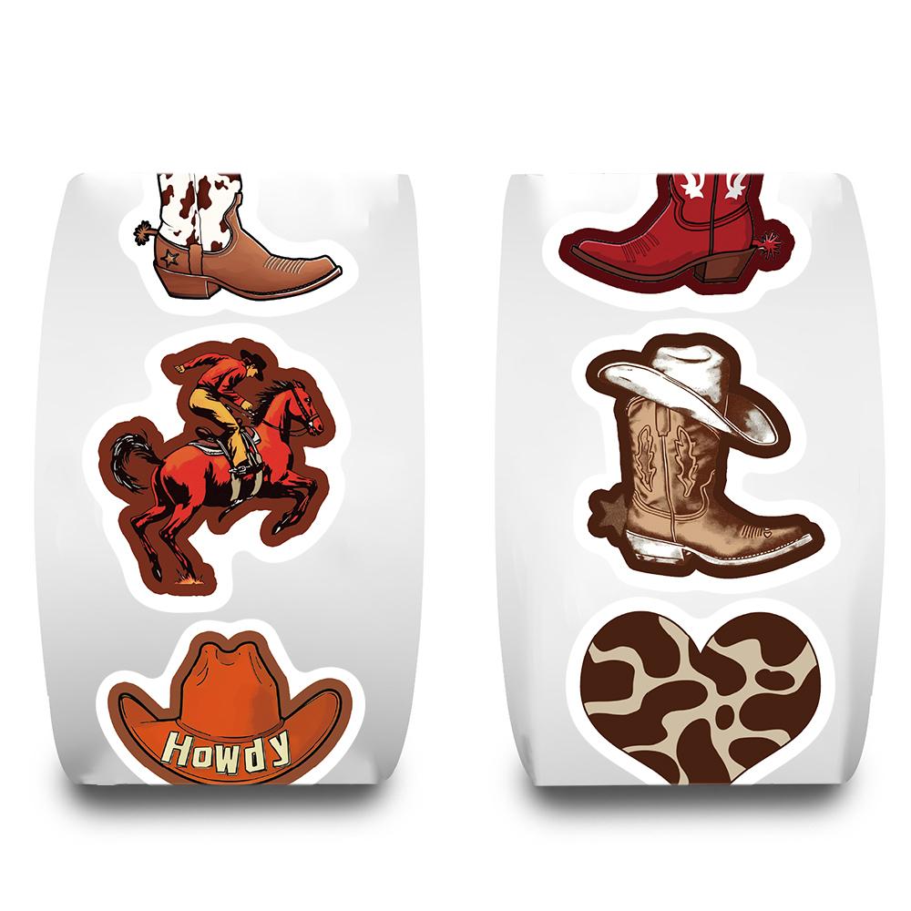 500PCS COWBOY Roll Stickers Nostalgia Harajuku Cartoon Reward Scrapbooking Coffee Phone Art Picture Skateboard Fashion Sticker