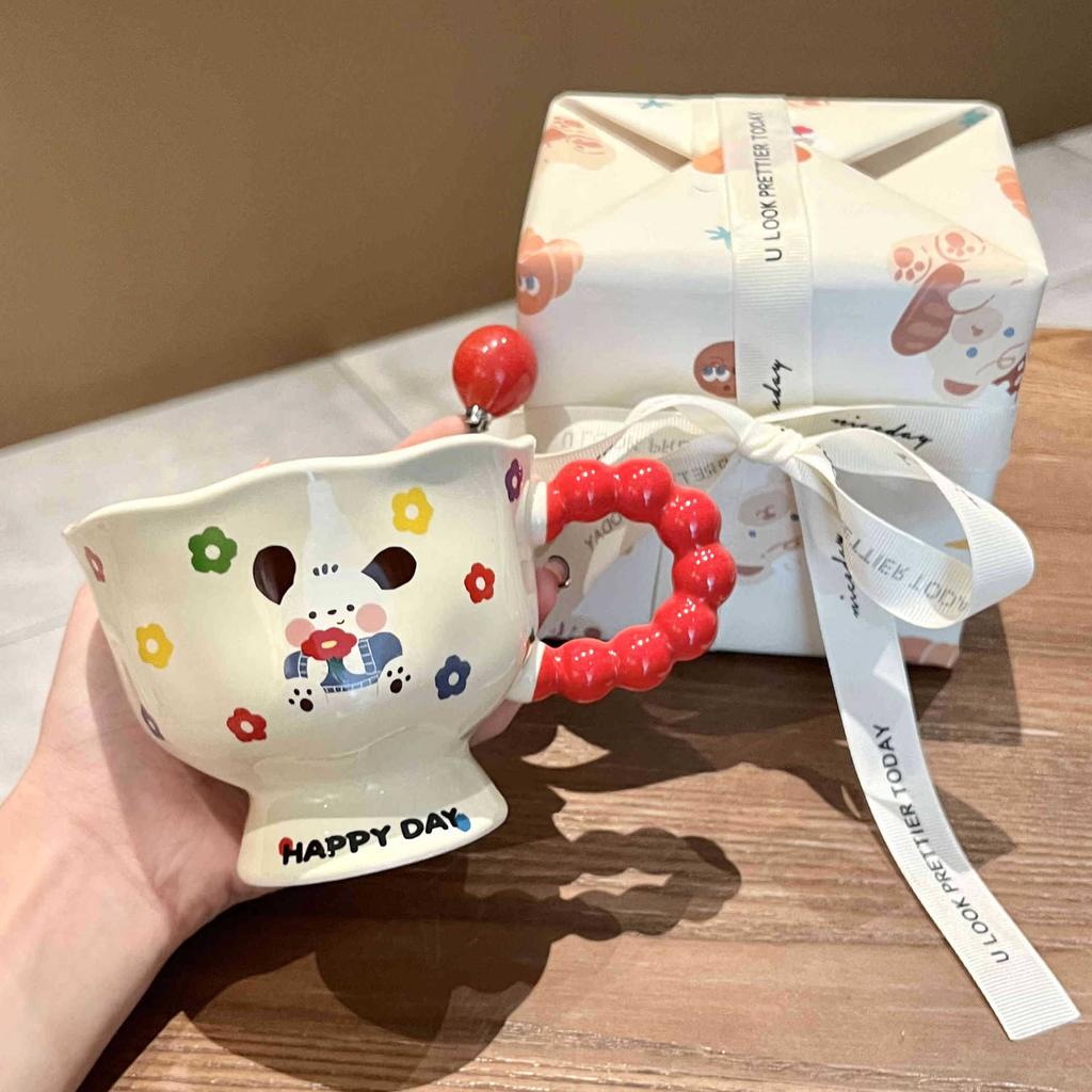 Cute Cute Goblet Hand-painted Cartoon Ceramic Mug Couple Water Cup Birthday Gift Souvenir