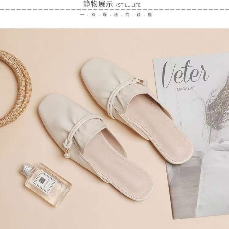 Summer out bag head slippers women's 2025 lightweight soft sole heel-less lazy shoes home single shoes