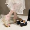Women's Plus Size Summer Platform Wedge Peep-Toe High Heel Slippers