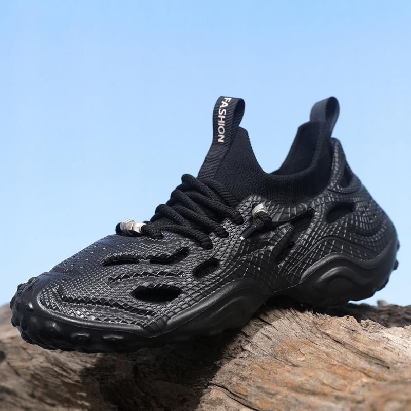 

Кроссовки Мужские сетчатые 2025 лето новые мужские туфли дышащие и нескользящие мужские повседневные на мягкой подошве черные кроссовки для бега 39