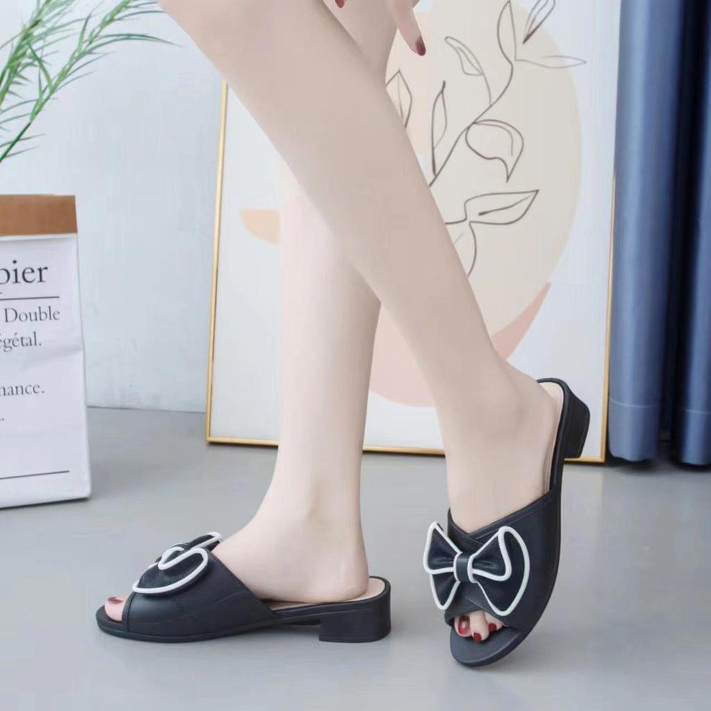 Chinelos de Salto Plataforma com Laço Estilo Coreano: Sandálias de Moda Femininas de Verão com Solado Grosso Antiderrapante