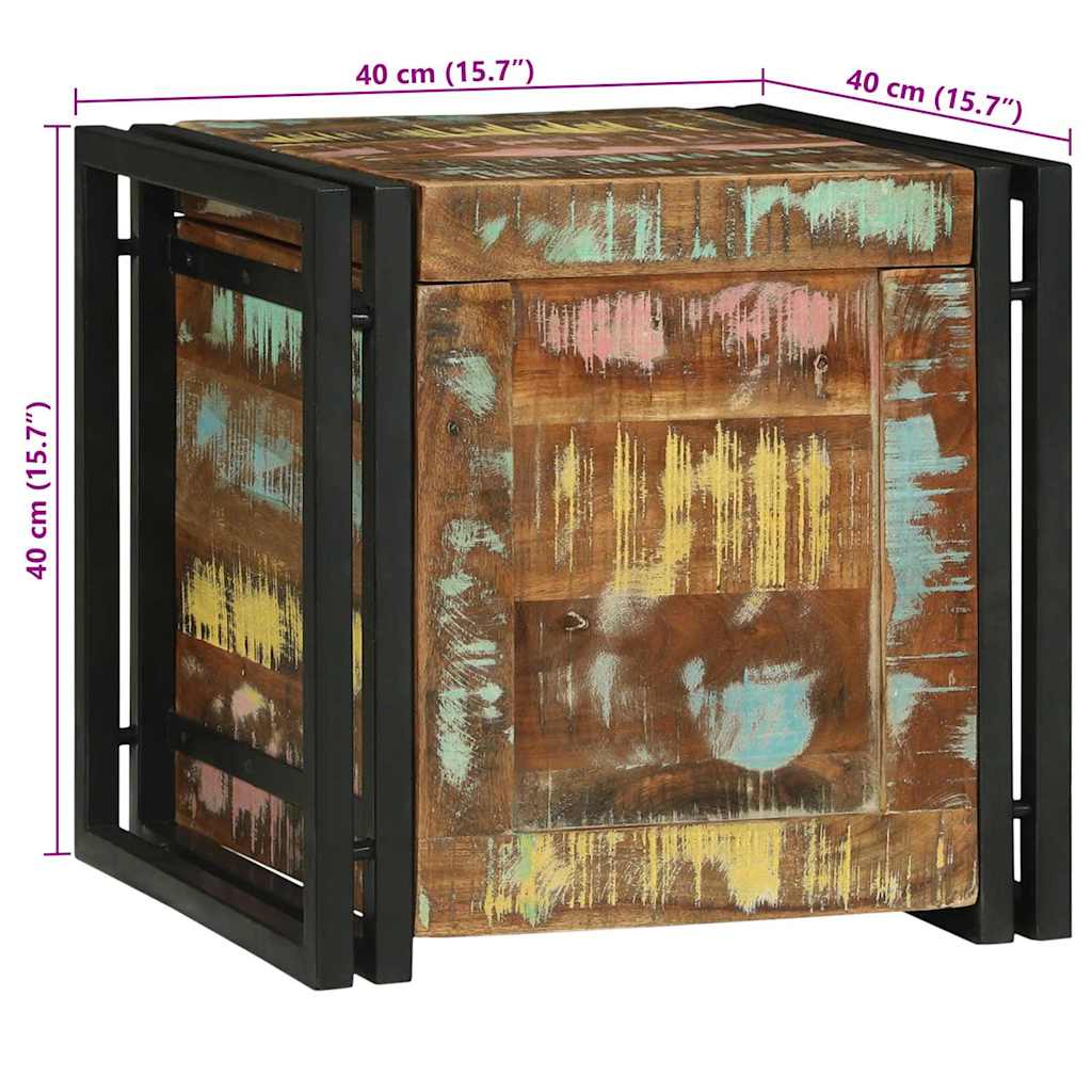 Storage Box with Storage Compartment 40 X 40 X 40 Cm Solid Acacia Wood