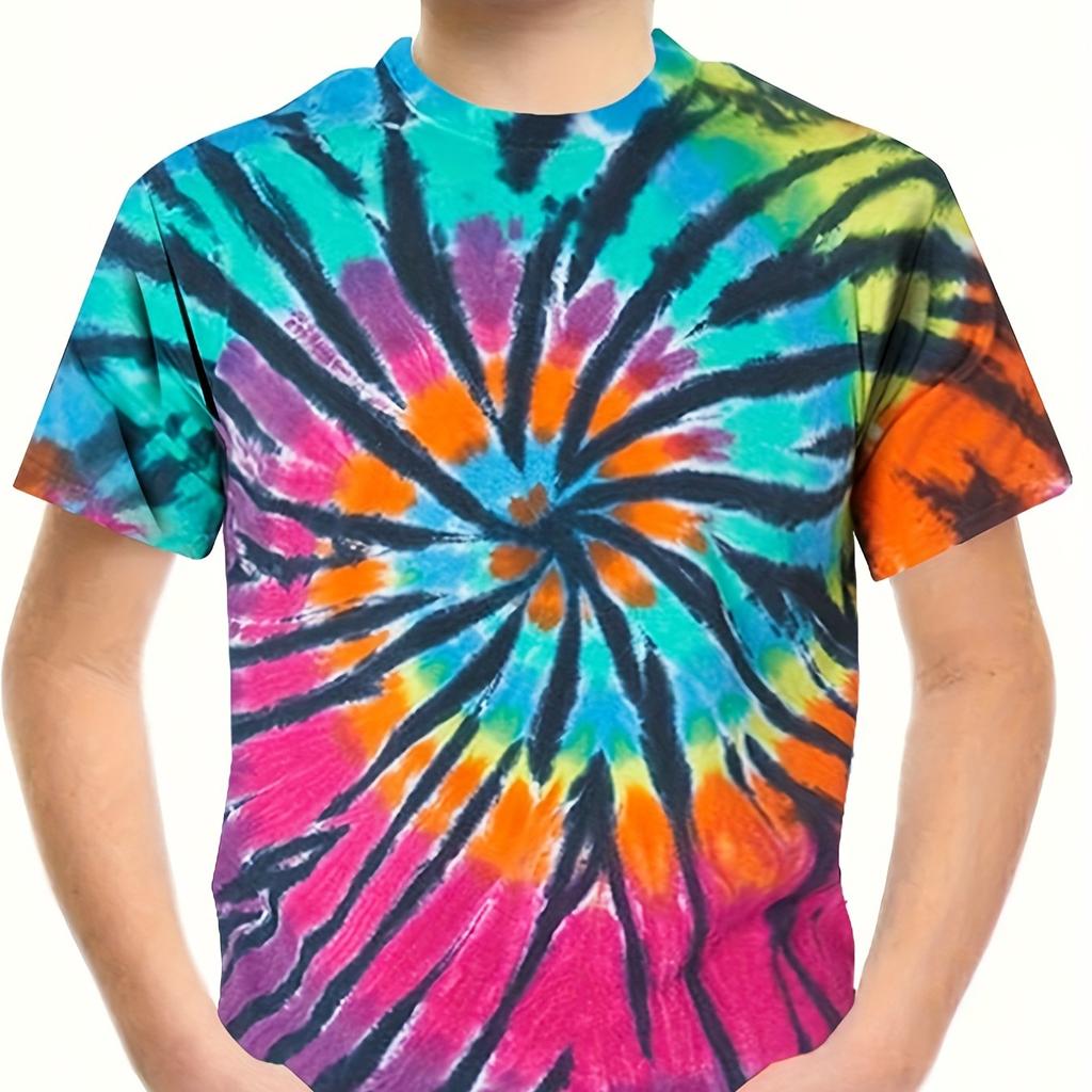 Children's Clothing Girl T-Shirt Short Sleeve 3D Tie-Dye Print Kids Summer Clothes Casual Stylish Round Neck Boy Girl Clothes