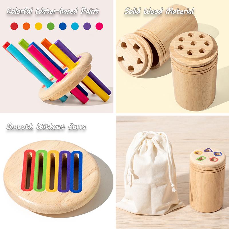 Baby Sinnesspiel Montessori Spielzeug Farbe Form Sortierbox Objektpermanenz Münzstab Parish Kinder Frühe pädagogische Holzspielzeuge