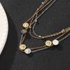 Adjustable Stainless Steel Double-Layer Diamond Bead Necklace