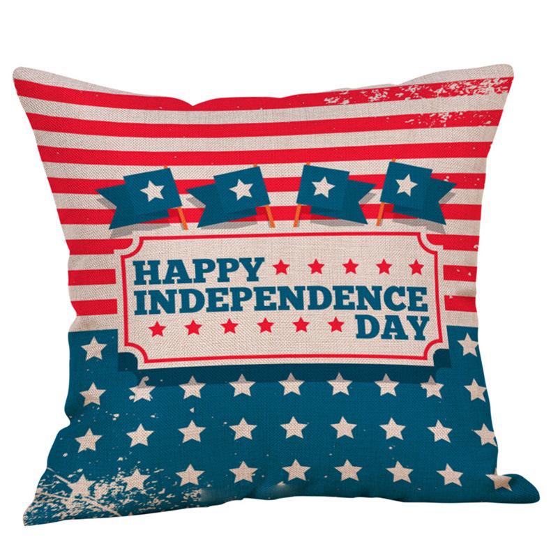 Independence Day Linen Pillowcase - Polyester Sofa and Car Cushion