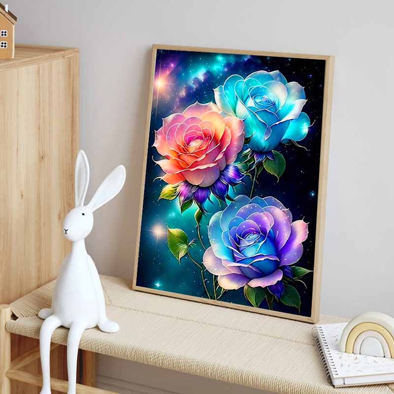 Colorful Fantasy Flower Diamond Painting Set, 5D Gemstone Full Crystal Decorative Painting, DIY Cross Stitch Decorative Home Wall Mural
