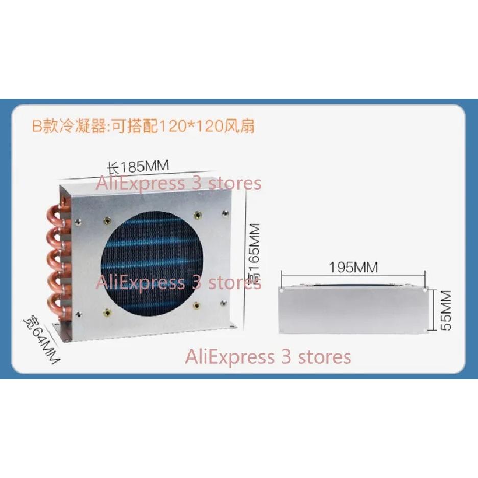 1PC Freezer Refrigerator Condenser Evaporator with Fan Copper Tube Radiator Small Air-cooled Cooling Fin Radiator