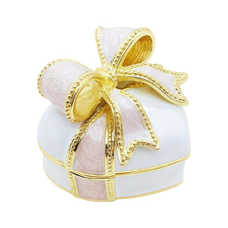 Cute Alloy Trinket Box With Delicate Enamel Craft Old Fashioned Decorative Box Perfect For Jewelry Storage