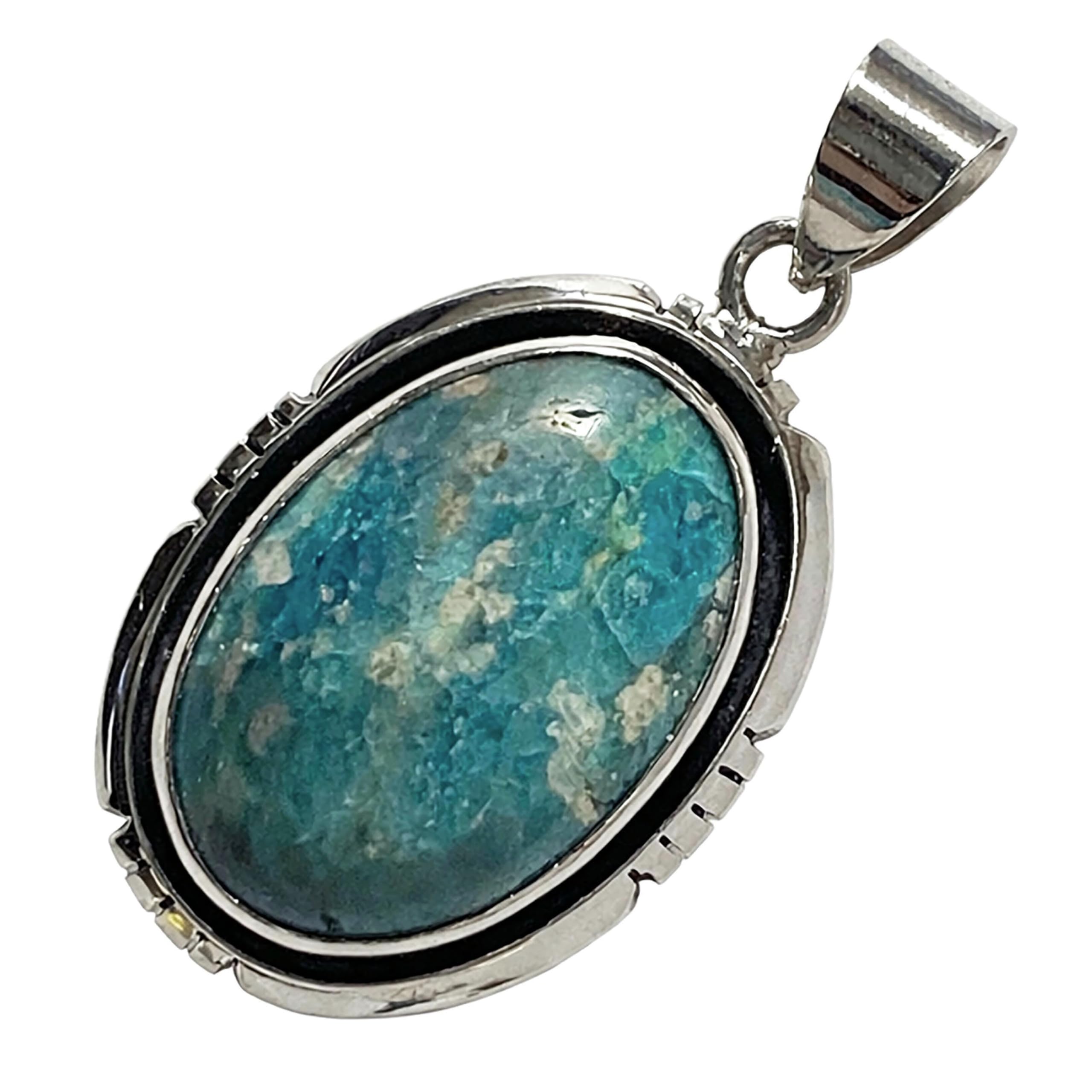

Chrysocolla SILVER925 Pendant Top, Natural Stone Pendant Head, Power Stone, Silver Jewelry, Made in India, Sparkle, Lucky Stone, Silicate Mineral,