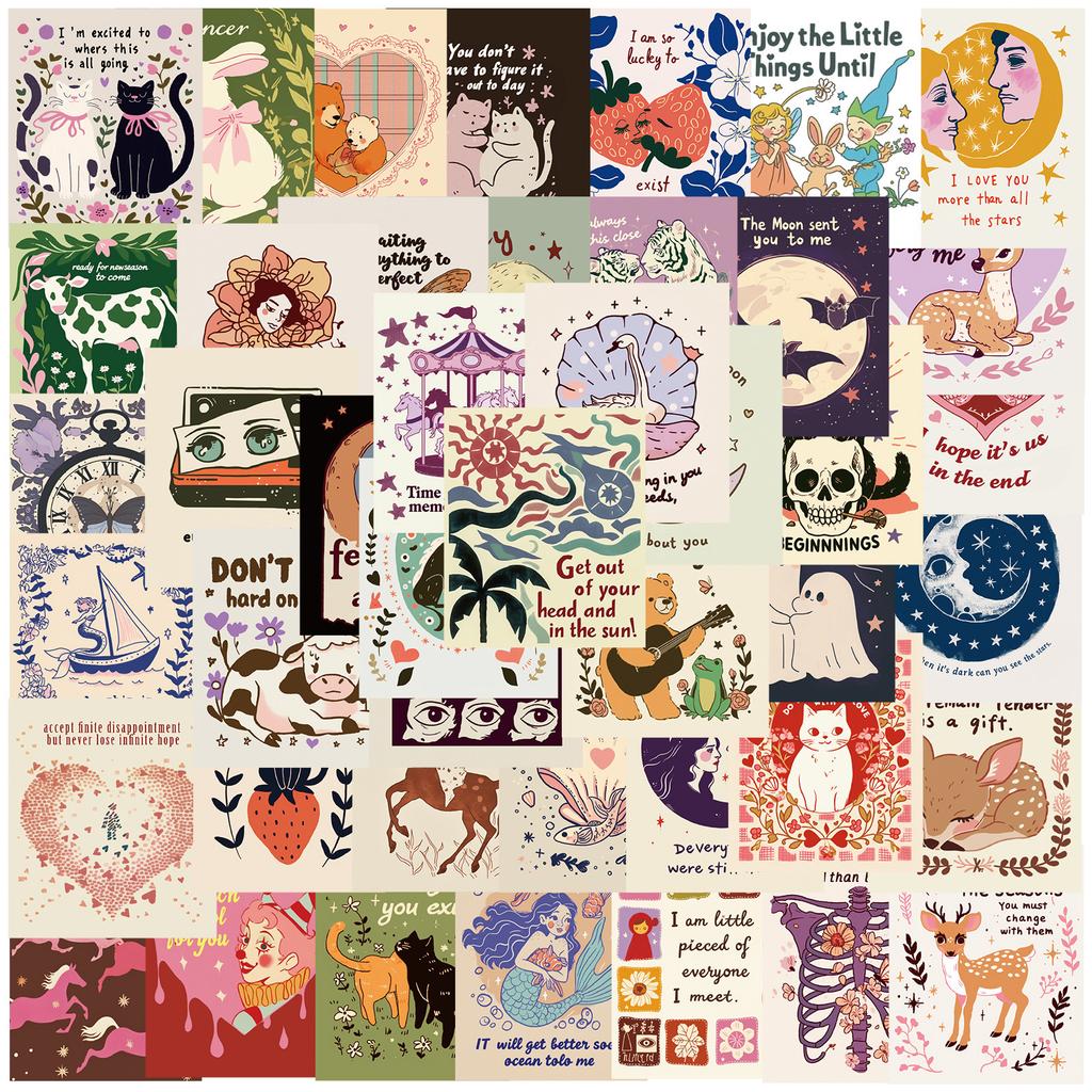 50pcs Bizarre Inspirational Encouragement Graffiti Stickers Phone Guitar Laptop Notebook Suitcase Waterproof Sticker Kids Toys