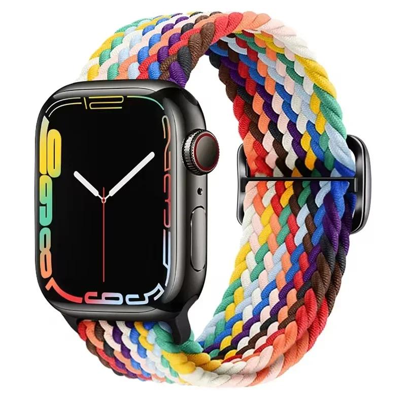 Geflochtene Solo-Schlaufe für Apple Watch Armband 44mm 45mm 46mm 40mm 41mm Ultra 2 49mm Armband correa iwatch Serie 10 9 SE 8 7 6 5 Armband