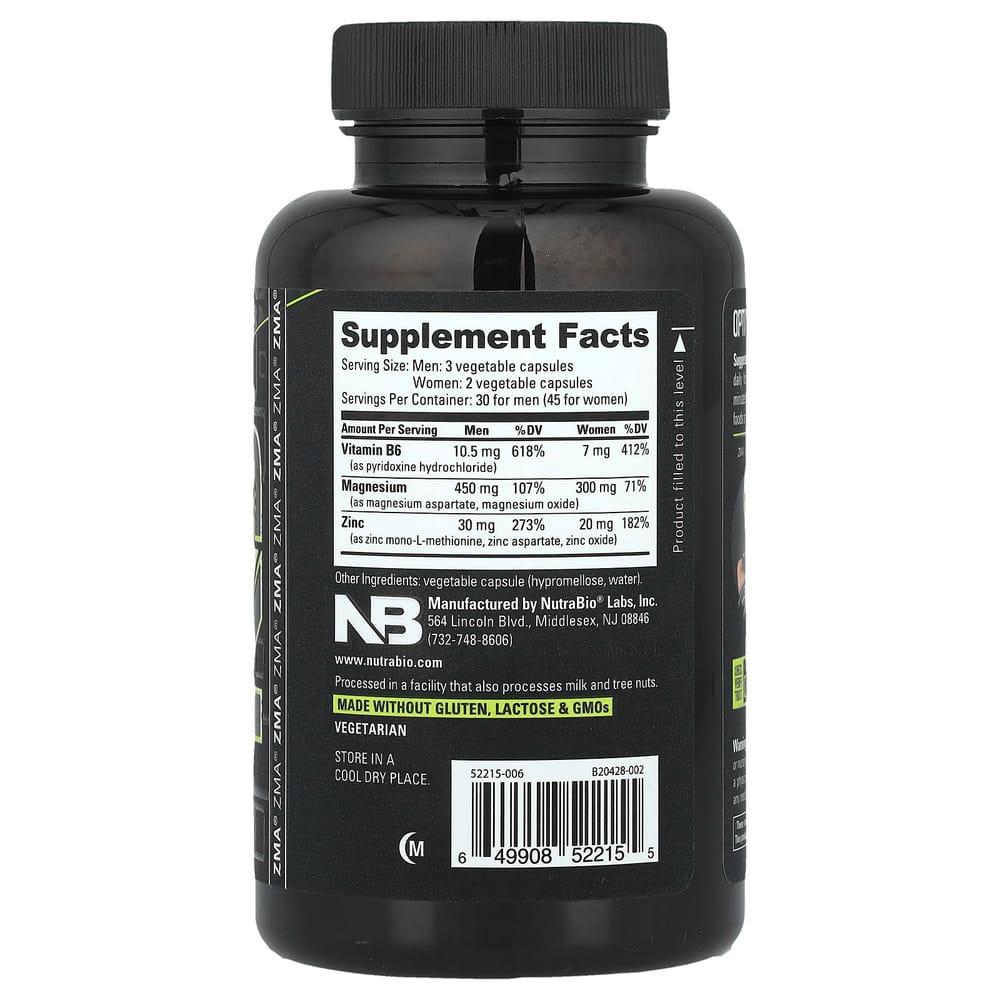 NutraBioLabs ZMA Capsules, 90 Count