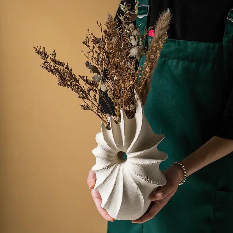 

Керамическая ваза в форме раковины, искусственные цветочные композиции, аксессуары, ваза для цветов, аксессуары для украшения дома