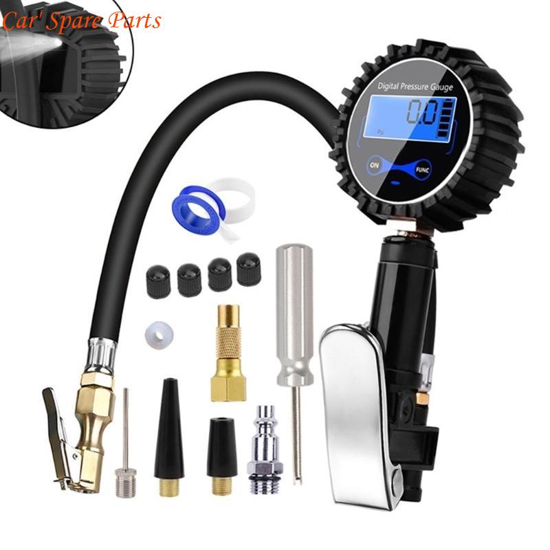 Y4UA Digital LCD Display Car Tire Air Pressure Inflator Gauges 200PSI Pressure Gauges