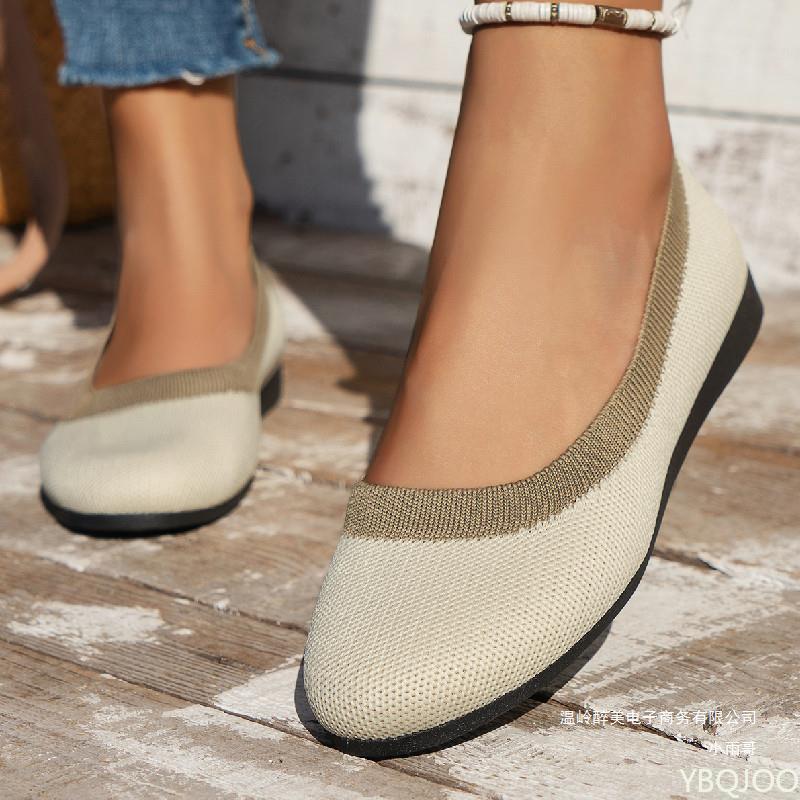 Damen Ballett Einfach Bequem Flach Damen Groß Frühling Neue Mode Schuhe Damen Runde Spitze Atmungsaktiv Flacher Mund Schuhe