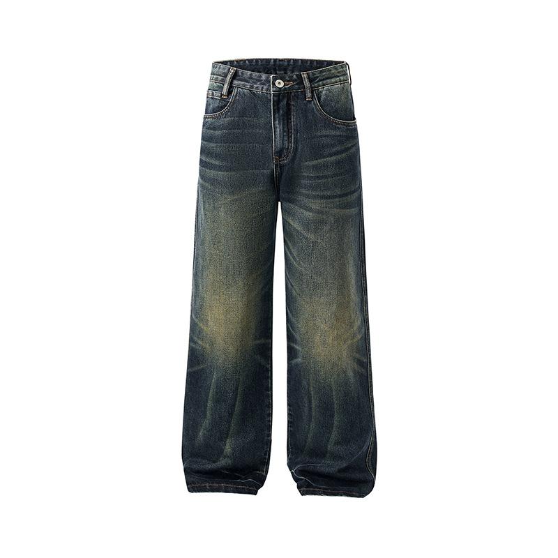 

Американские Свободные Многогранные Белые Джинсы Мужские Широкие Прямые Большого размера Брюки для папы 38