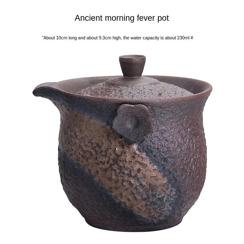 Gilding Iron Glaze Stone Pattern Pot Japanese Retro Ceramic Kung Fu Teapot Stoneware Tureen Pu er Tea Making Device Tea Kettle