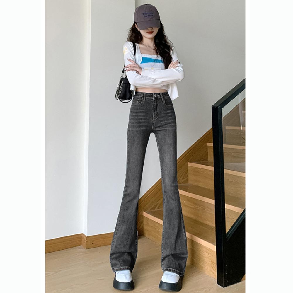 

Универсальные американские микро-клеш джинсы 2025 осень и зима новая высокая посадка стройнящие и удлиняющие ноги джинсы тренд 2XL