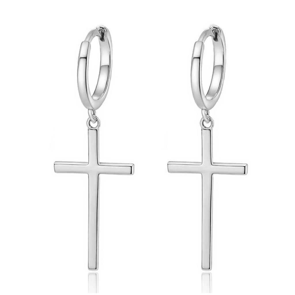 S925 Sterling Silver Light Gold Cross Earrings for Men & Women - Trendy, Cool, and Stylish Daily Wear