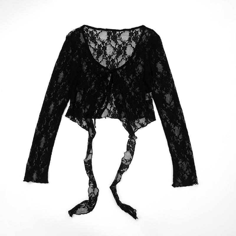 European & American Lace See-through Lace-up Cardigan - Sexy Summer & Autumn Style Top for Women