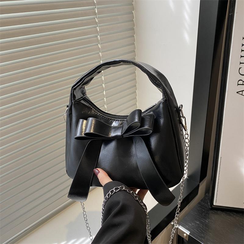 

Beautiful casual bow sweet handbag summer versatile chain shoulder messenger bag women чёрный