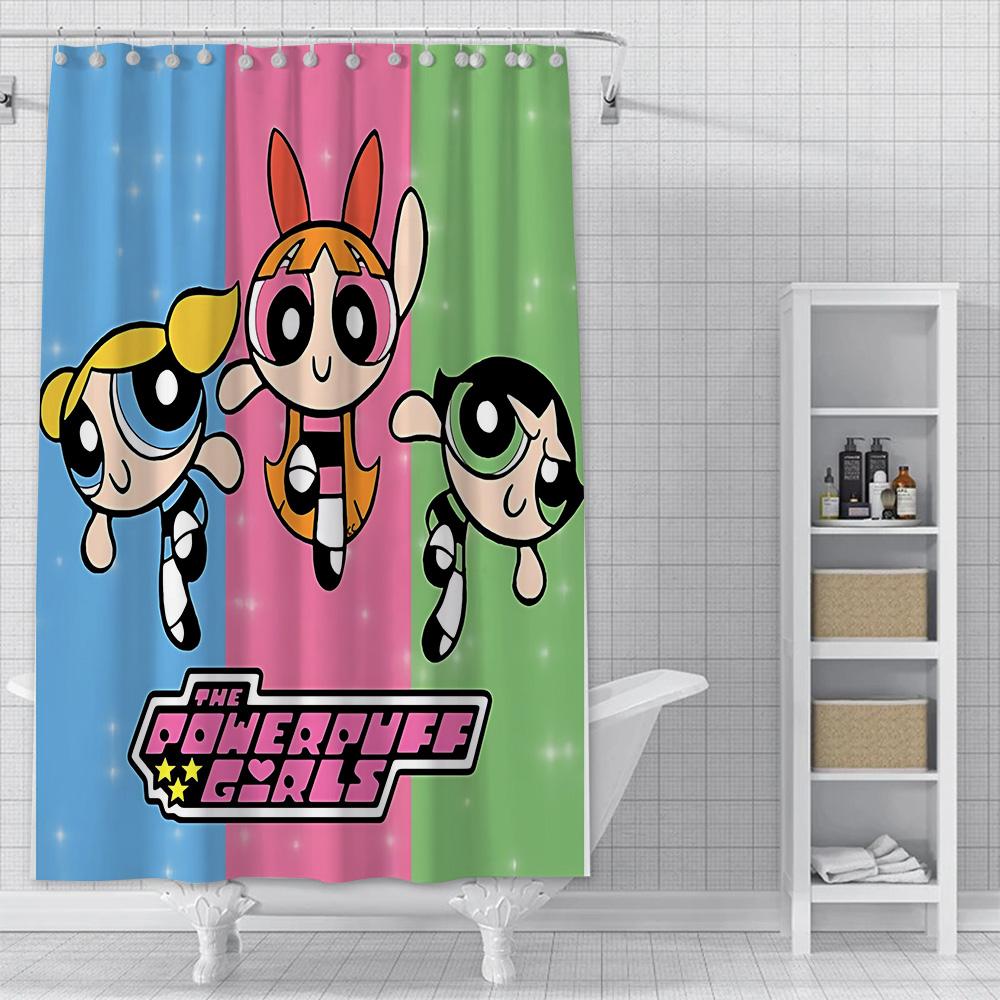 Shower Powerpuffs Girlss Curtain Waterproof Polyester Fabric Paint Colorful Bath Curtains Home Bathroom Decor Curtain With Hook