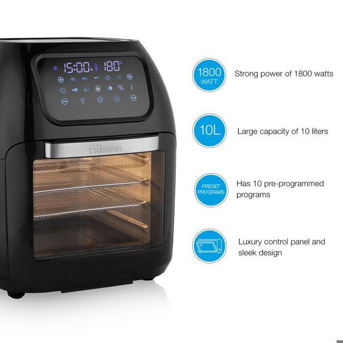 Tristar FR-6964 Four À Air Chaud Protection Contre La Surchauffe, Fonction Minuteur, Avec Écran 10 L