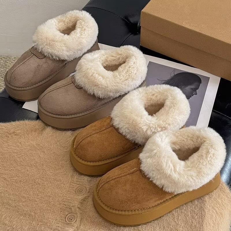 Retro velvet thickened thick-soled snow boots women's new winter heightening warm fluffy Birken cotton shoes