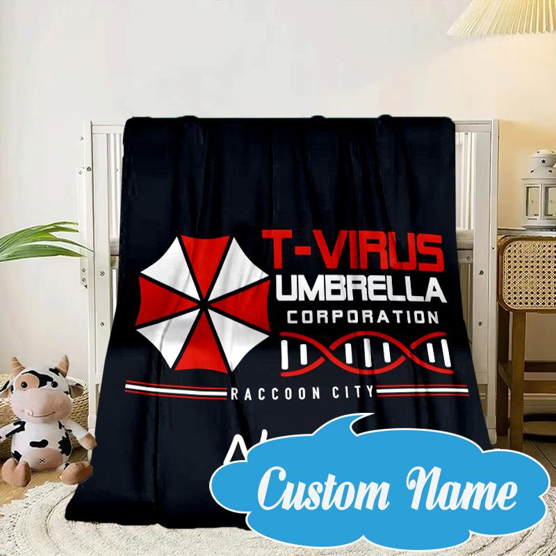 Custom Name Resident Umbrella Corporation Blanket bed sofa Blanket Flannel Blanket for Camping, Hiking, Picnic Essentials,gift for Fan family