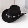 Catena a teschio cappello western da cowboy decorativo cappello alla moda versatile cappello invernale coreano retrò cappello a cilindro da uomo alto senso