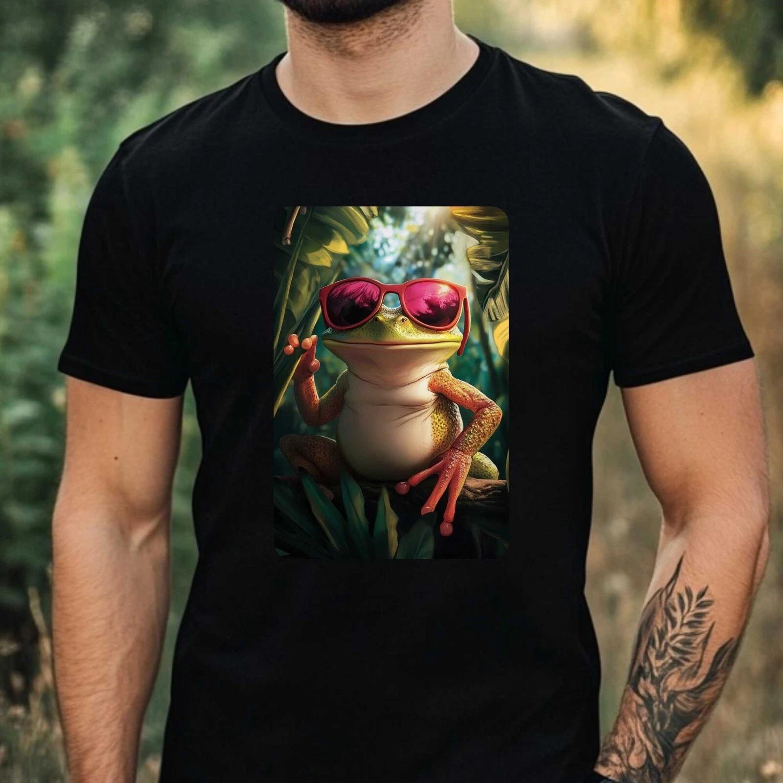 T-Shirt Herren Frosch mit Sonnenbrille Motiv Baumwolle Größe XS bis 5XL L