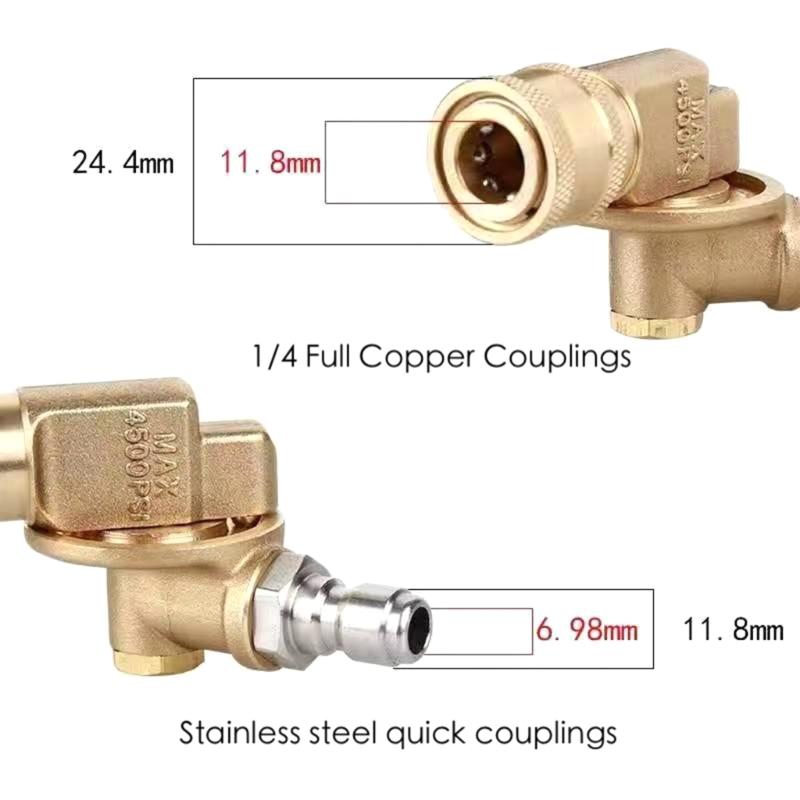 Upgrades Brass Rotary Joint Heavy Duty 4500psi Rotary Joint Simple Installation for Pressure Washer Nozzle Cleaning Tool