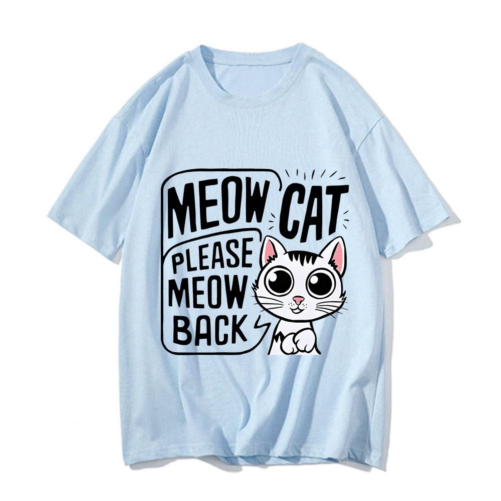 Baby Lasagna Meow Cat Please Meow Back T-shirts Men Summer Short Sleeve Cotton Tee-shirt Cute Graphic Print Tshirts Ropa Hombre