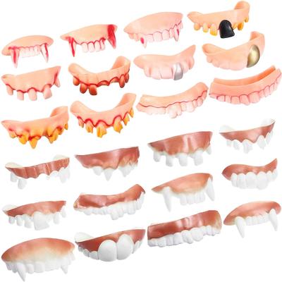 24 Stück Halloween-Falschzähne Spielzeug Schreckliche Zombie-Zähne Lustige Party-Zahnprothese Requisiten Falsche Zähne Halloween Hässliche Zähne Spielzeug Set