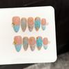 10 Pcs Pink Almond Handmade Press On Nails With 3D Bow Design Full Cover False Nail Tips